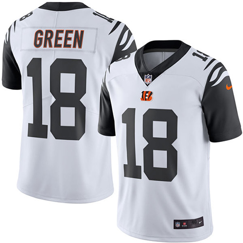 Men's Elite A.J. Green Nike Jersey White - #18 Rush NFL Cincinnati Bengals